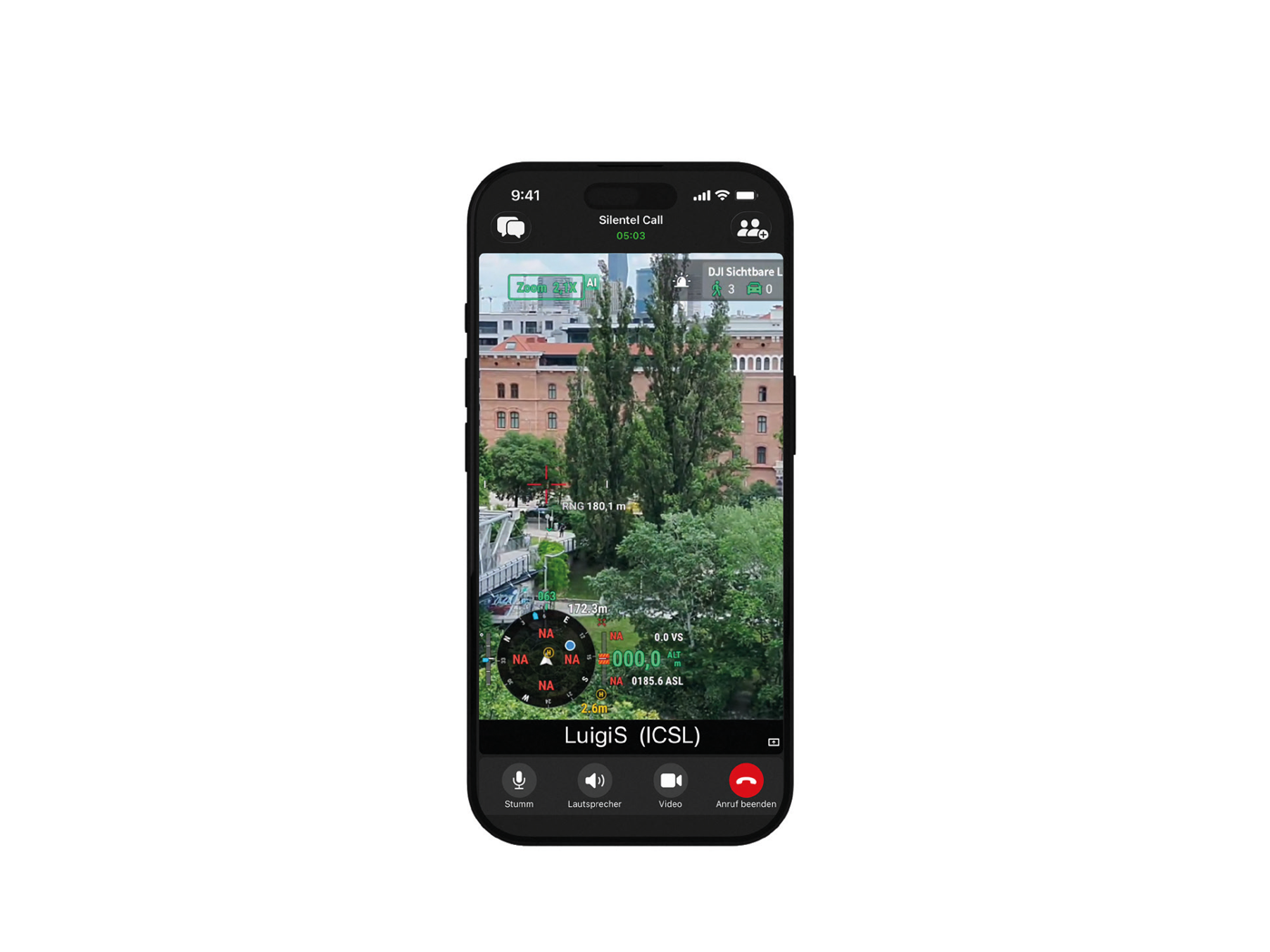 Drohnen-Live-Stream im Silentel-Call — Echtzeit-Video mit Telemetrie direkt am Smartphone